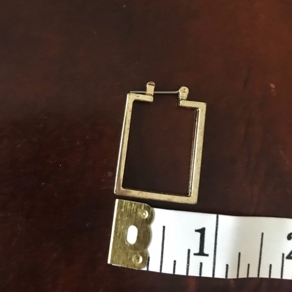 Gold Rectangular Hoop Earrings - Picture 4 of 5